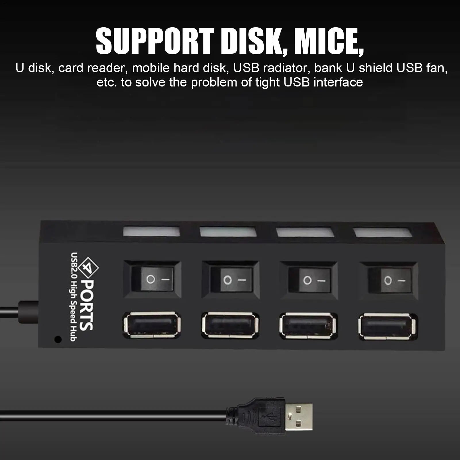 Multi-Port USB C Hub — Compact Data Splitter with Independent Switches