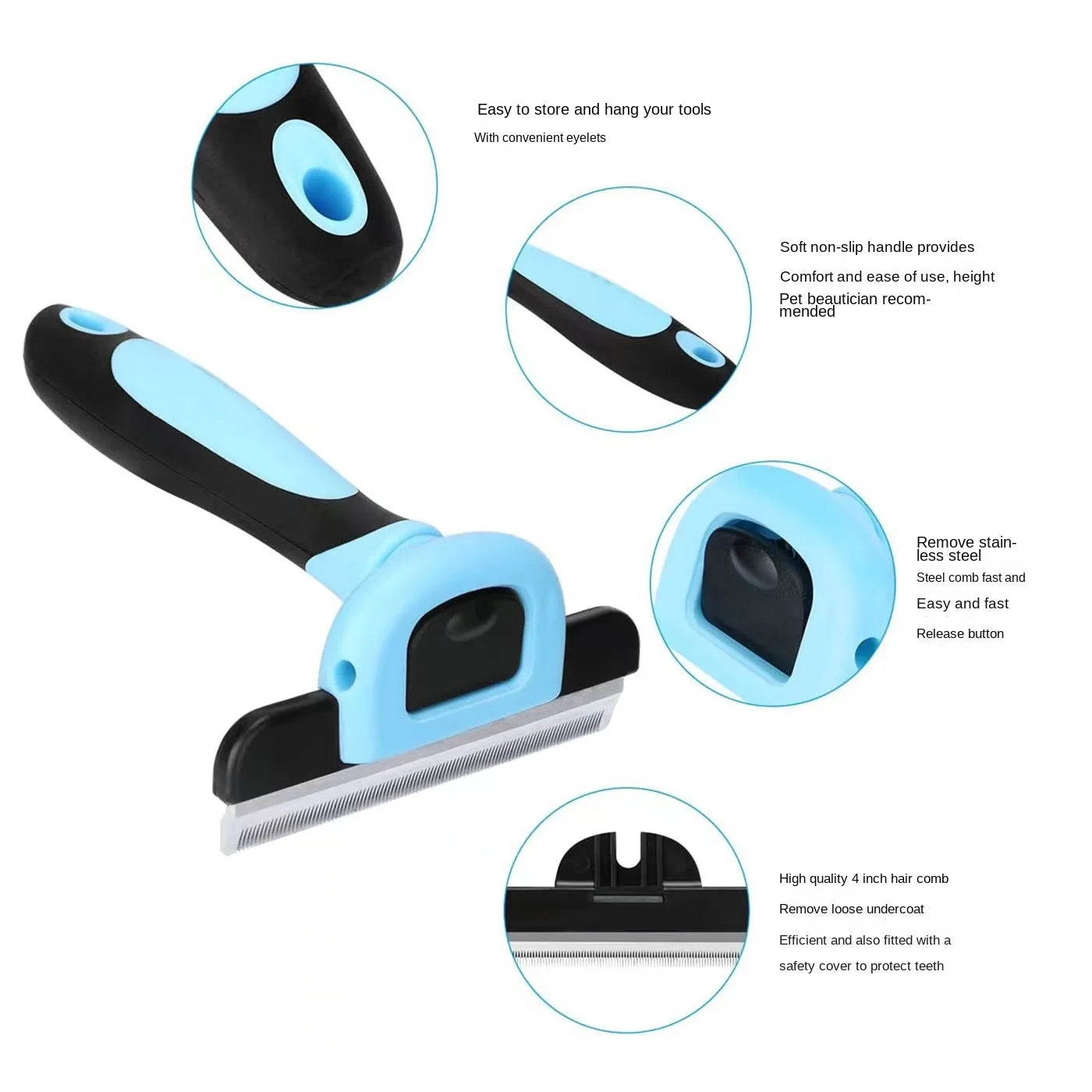 Pet Hair Grooming Tool — Detachable De-Aging Comb & Knot Remover