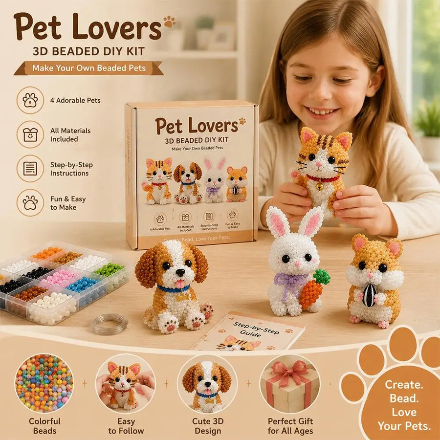 3D Beaded Animal Craft Kit — DIY Handmade Miniature Decor Set