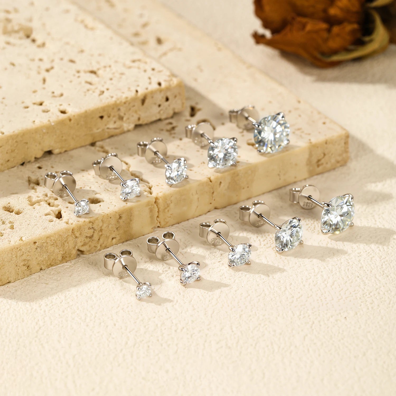 MODIAN Moissanite Stud Earrings — Sparkling 925 Sterling Silver Jewelry