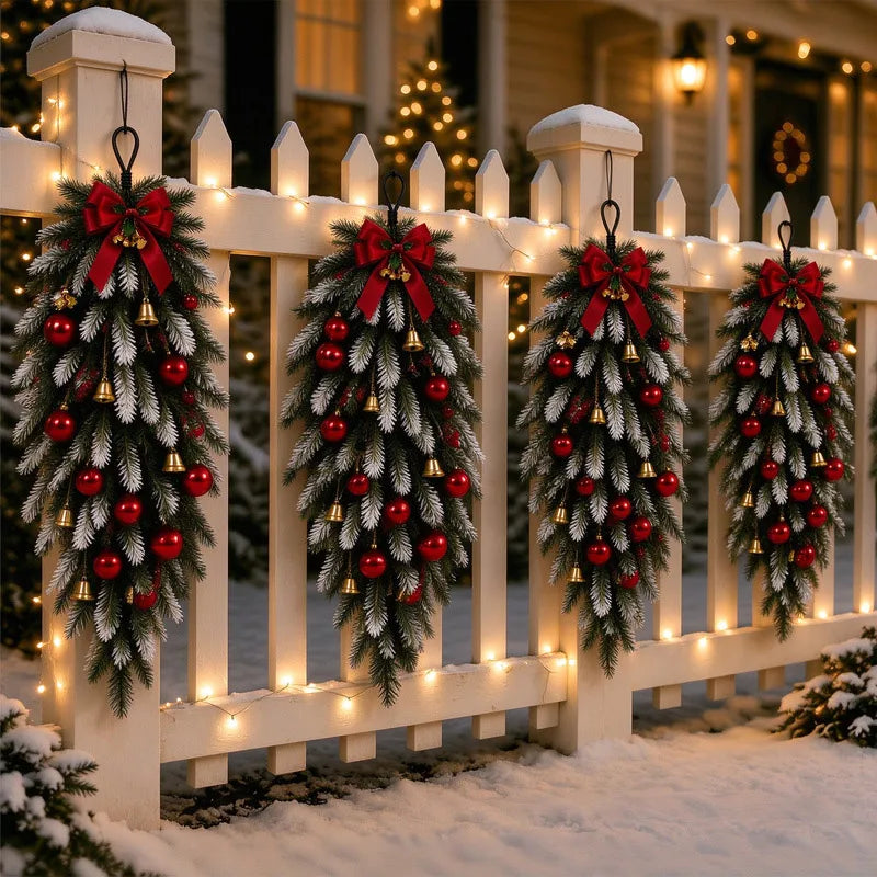 Artificial Pine Cone Wreath — Decorative Rattan Wall Hanging for Holiday Decor