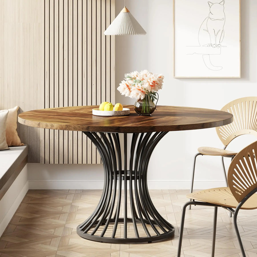 Tribesigns Round Dining Table — 47-Inch Farmhouse Style Kitchen Table
