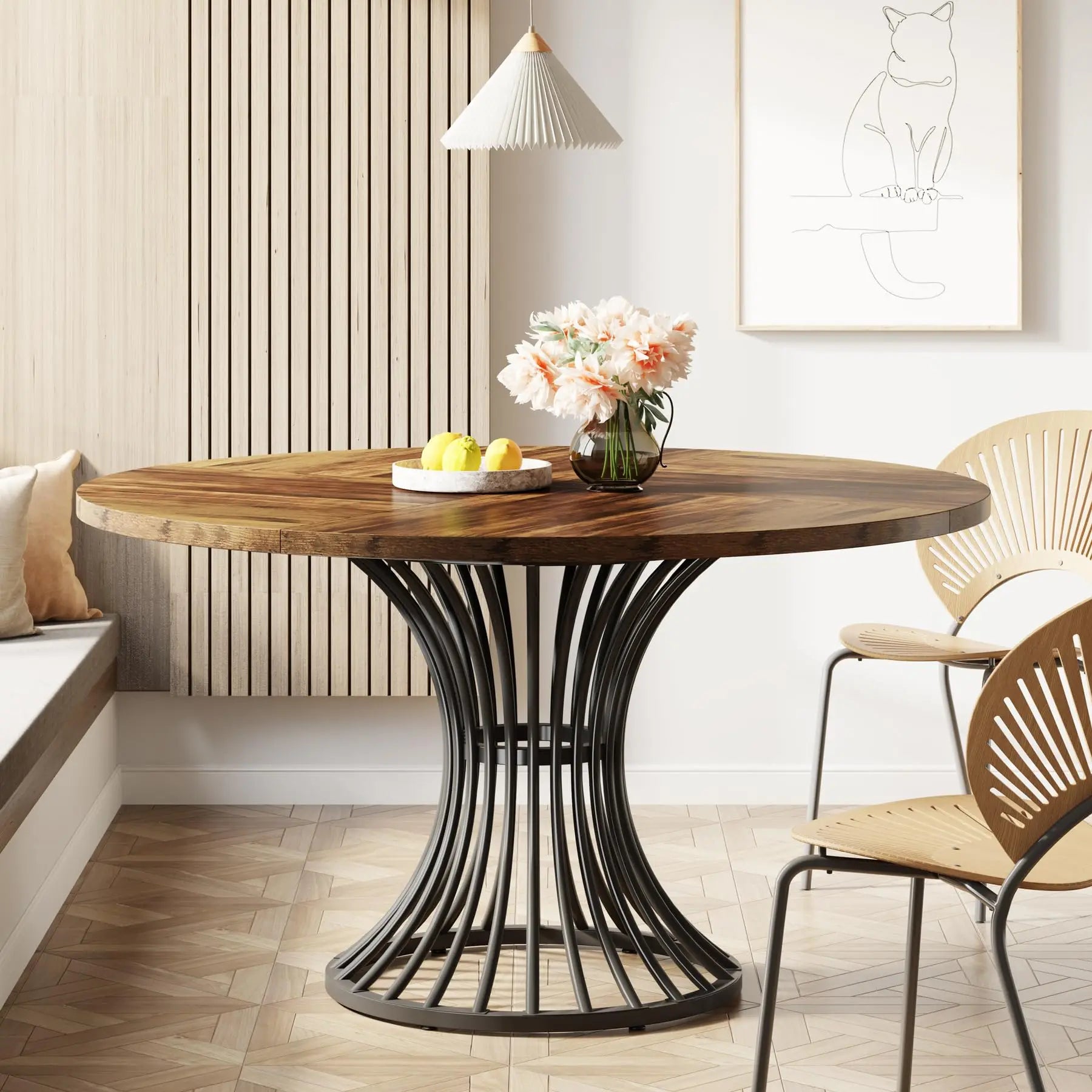 Tribesigns Round Dining Table — 47-Inch Farmhouse Style Kitchen Table