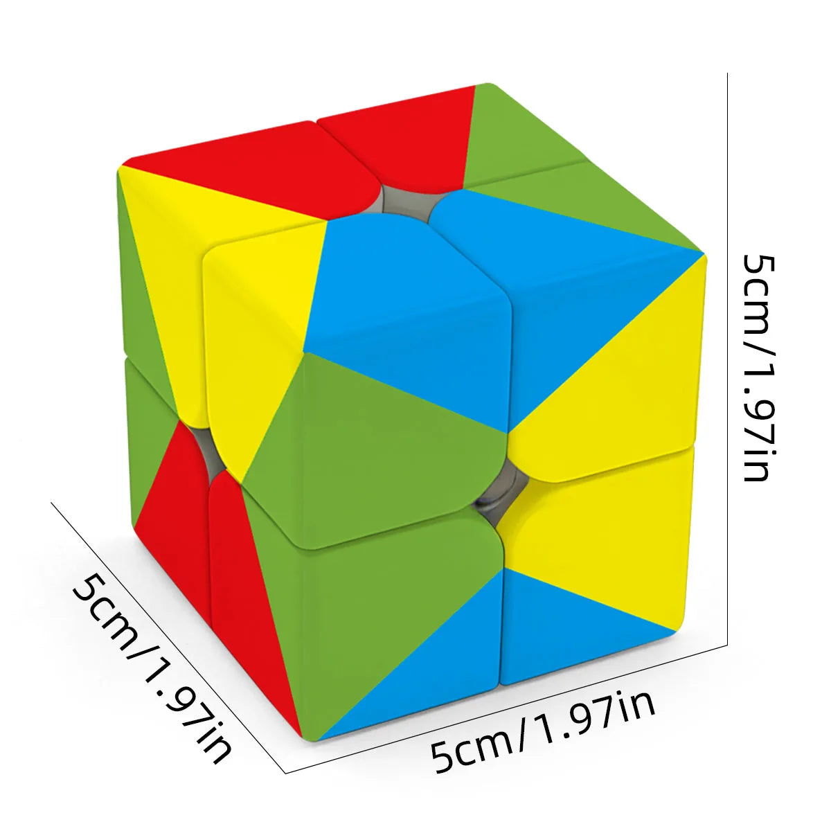 Rainbow 2x2 Magic Cube — Colorful UV Printed Brain Teaser Puzzle