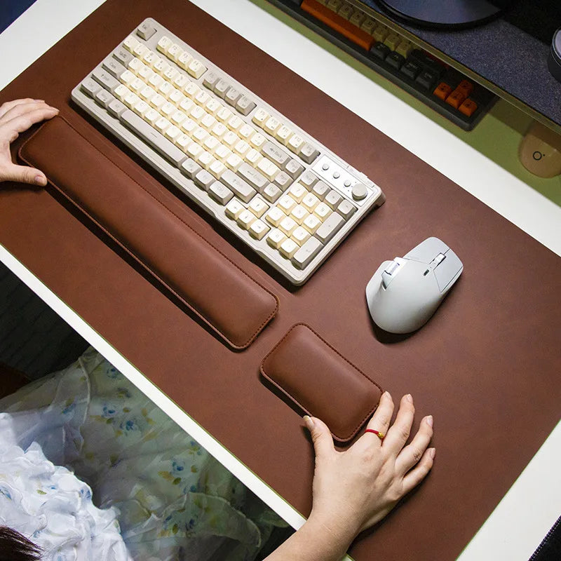 xummen PU Leather Desk Mat Set — Waterproof Large Mouse Pad with Wrist Guard