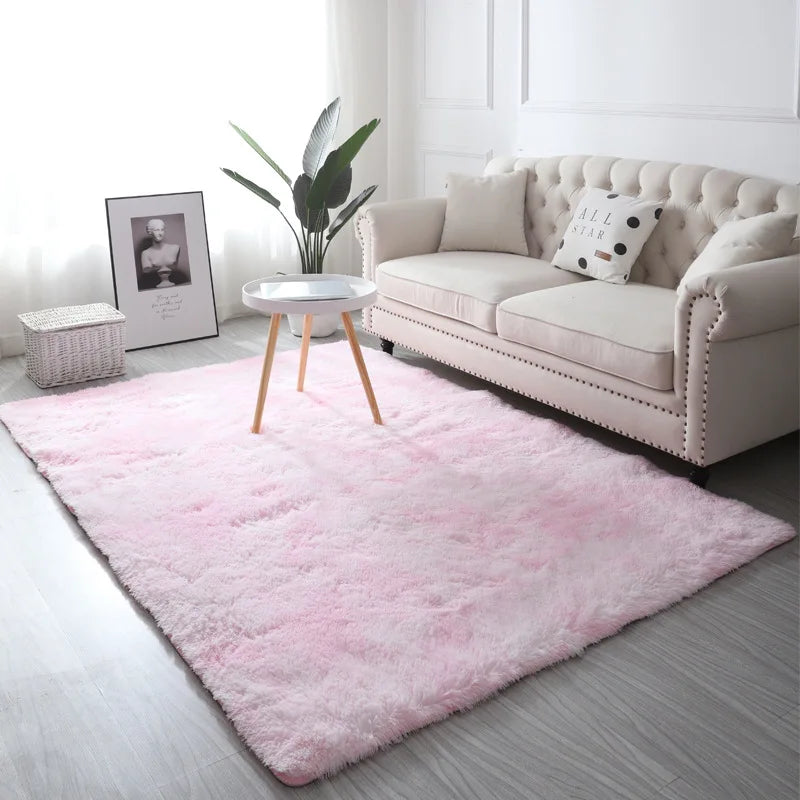 VIKAMA Tie-Dye Plush Carpet — Soft Fluffy Area Rug for Living Room & Nursery