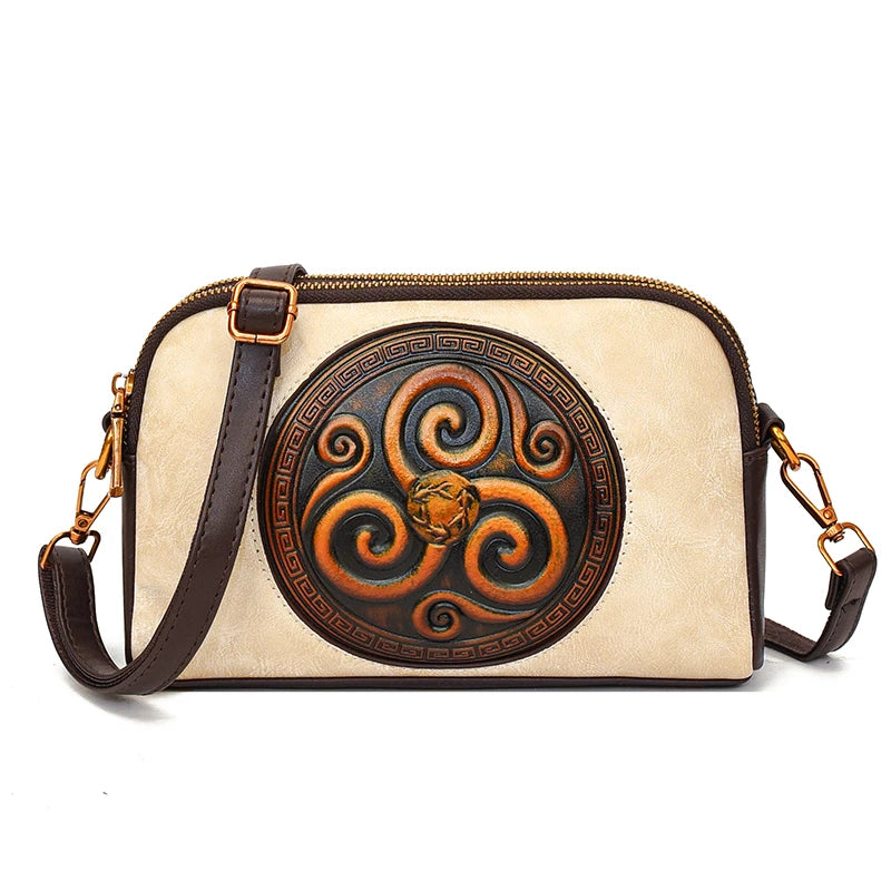 SZHIY Retro Floral Shoulder Bag — 3D Embossed Crossbody Purse