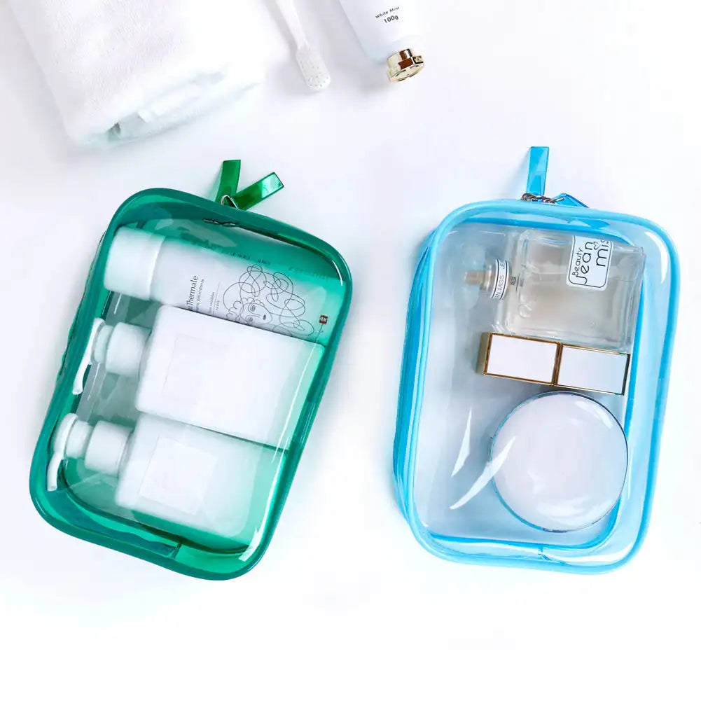 Transparent PVC Cosmetic Bag — Waterproof Travel Makeup Pouch