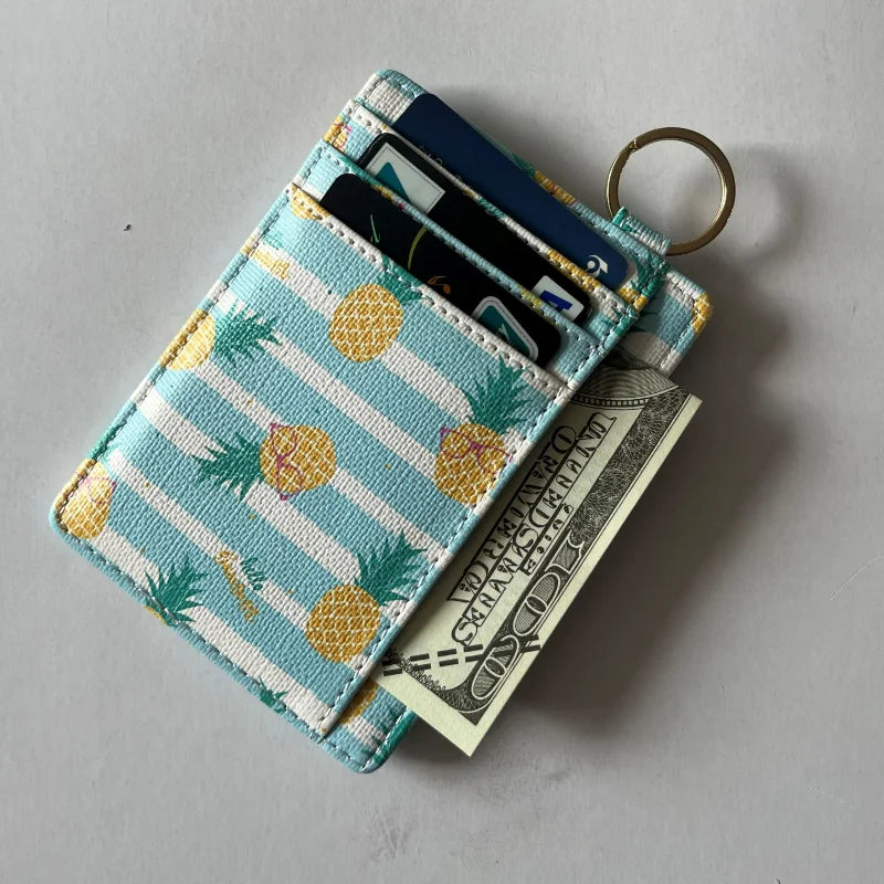 Slim Floral Card Holder — Compact Front Pocket Wallet for Women