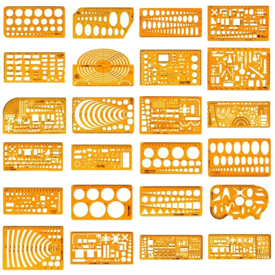 Architectural Drafting Template Set — Round and Oval Shape Rulers