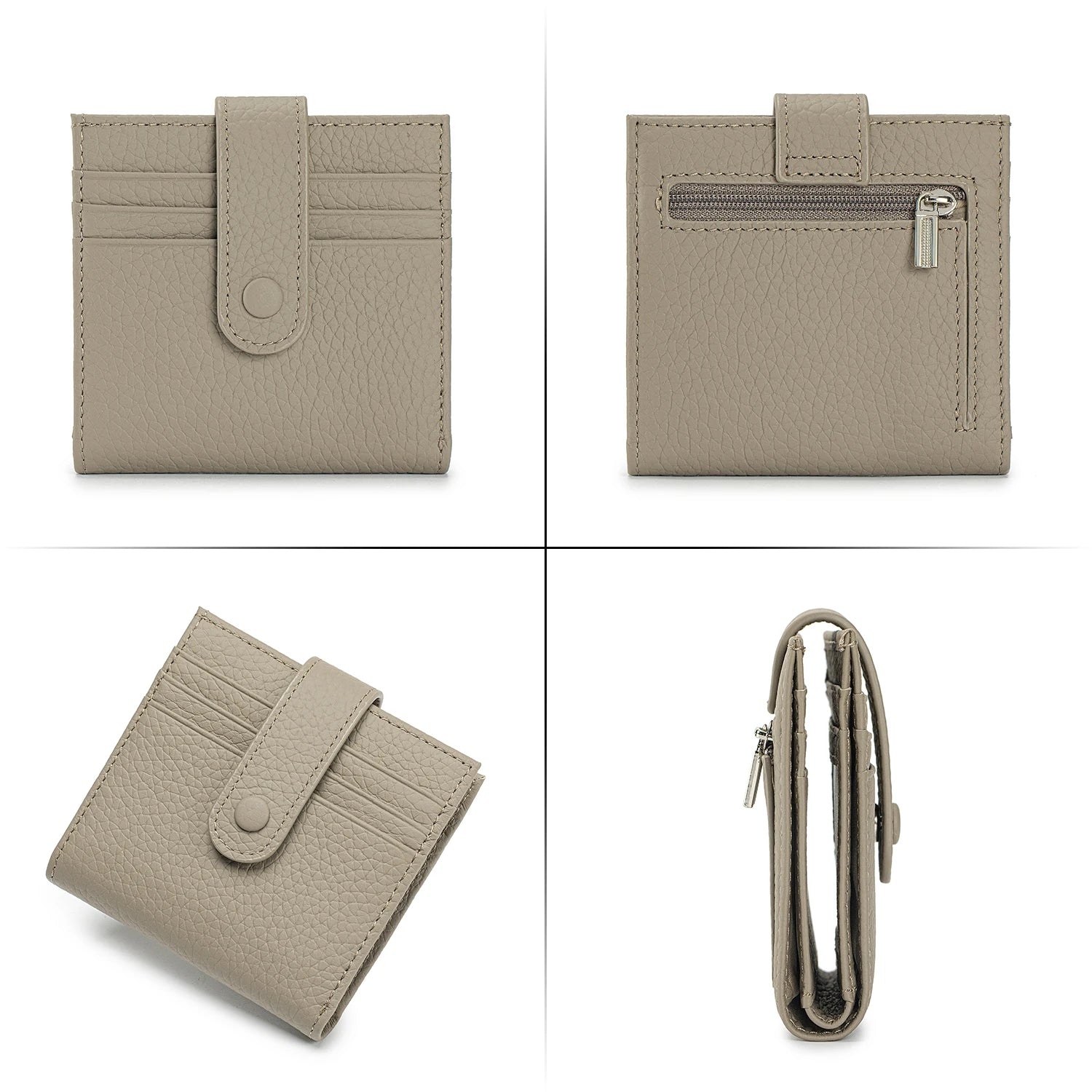 Genuine Leather Women's Mini Wallet — RFID Blocking Slim Two-Fold Purse