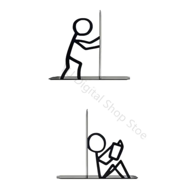 Metal Decorative Bookend Set — Playful Figure Design for Desk and Shelves