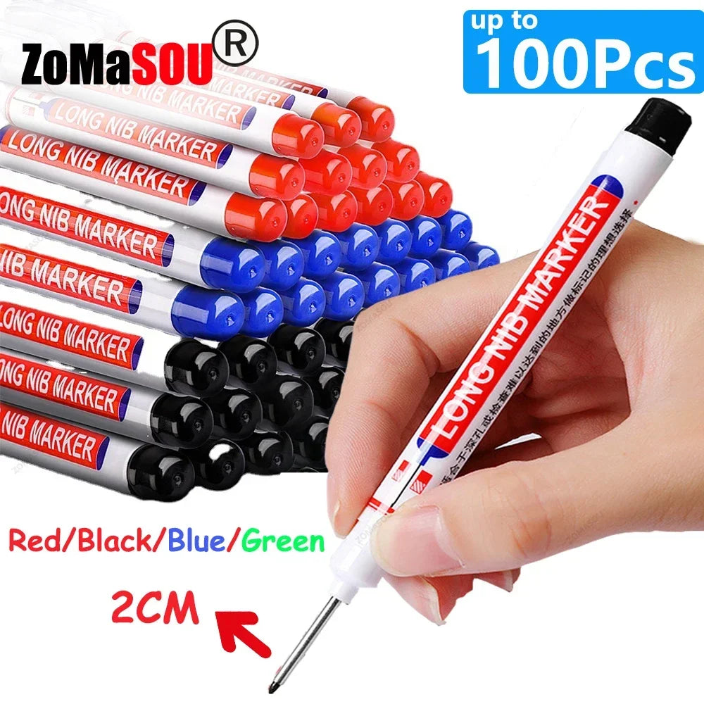 Deep Hole Marker Pen — Waterproof Long Head Woodworking Tool