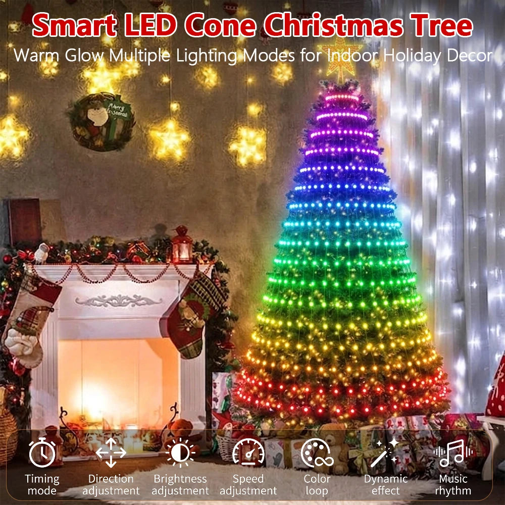 MIMIRGB Smart RGB LED Christmas Tree Lights — App Controlled & Music Sync