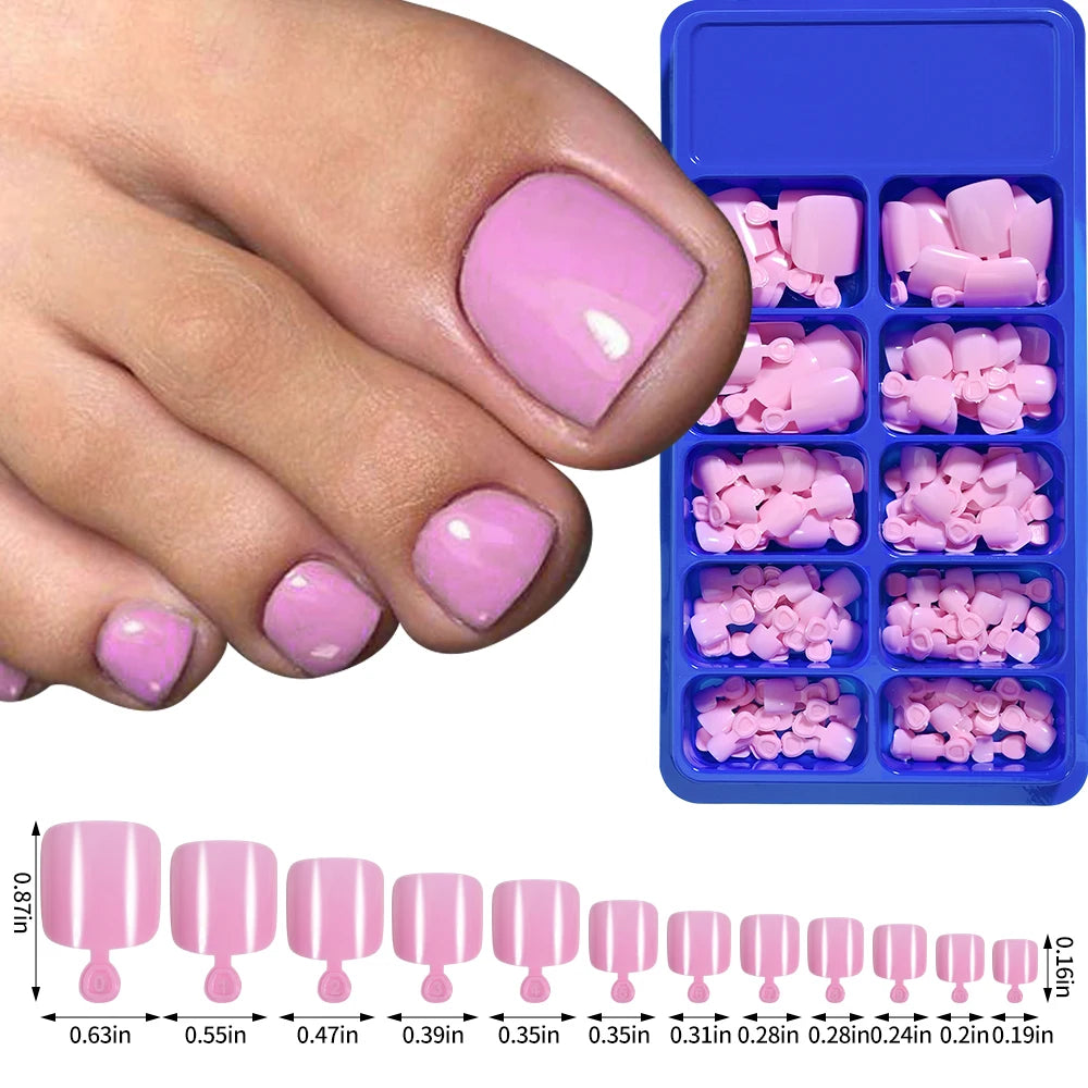 Classic White Press On Toenails — Short Square Full Cover Artificial Tips