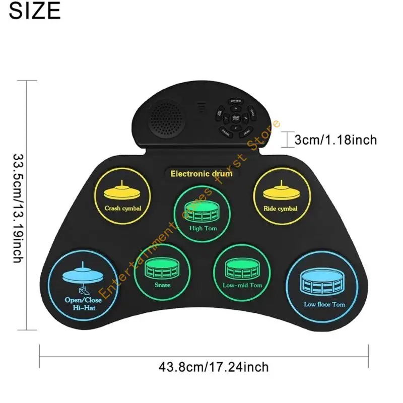 Portable Electronic Drum Pad — Foldable Percussion Set with Built-In Speaker