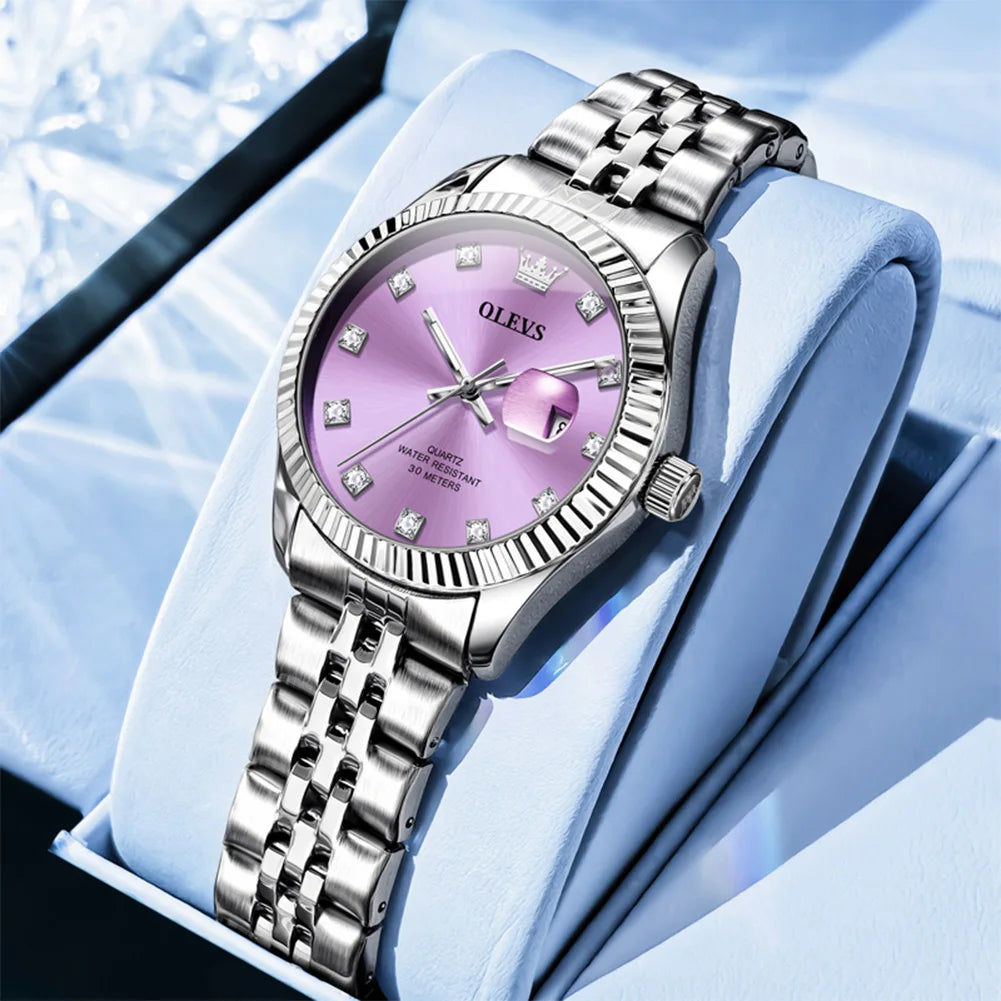 OLEVS Women's Elegant Quartz Watch — Stainless Steel Fashion Accessory