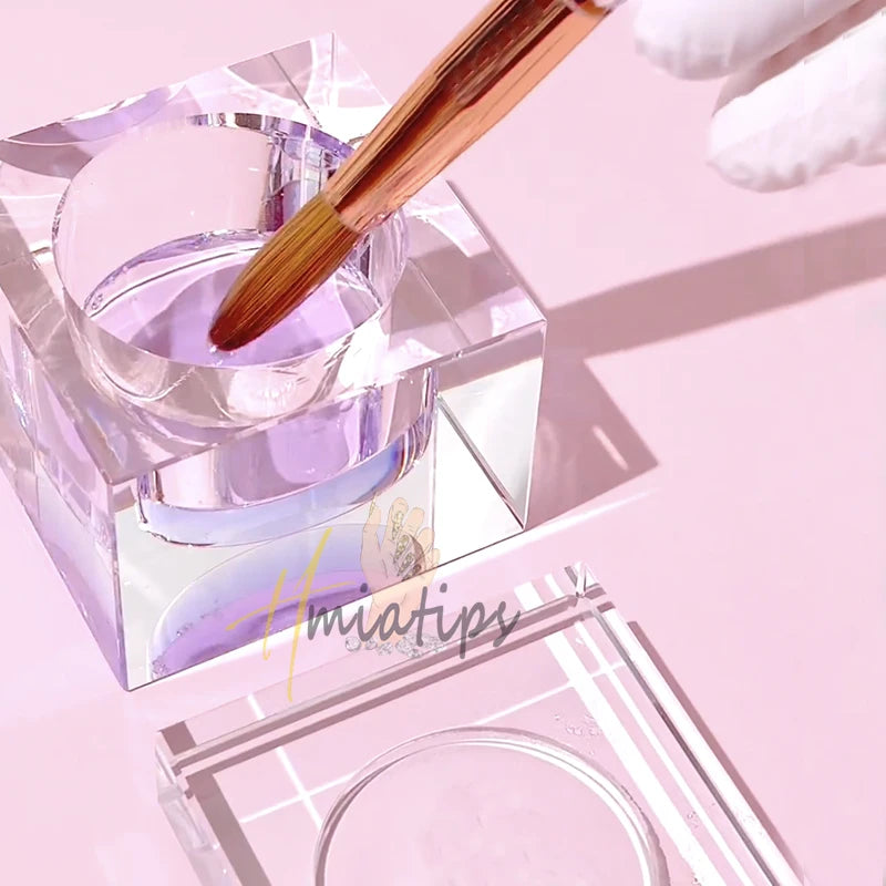 Glass Dappen Dish with Lid — Professional Nail Powder & Liquid Container