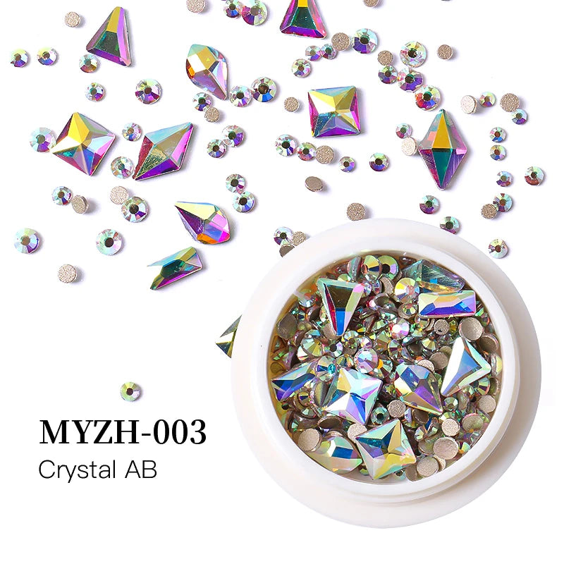 MagiBling Nail Art Rhinestone Kit — Mixed Size Crystal Gemstones for 3D Nail Design