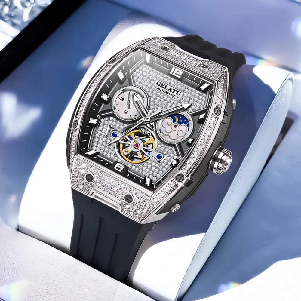 GELATU Luxury Ladies Watch — Automatic Mechanical Movement with Diamond Bezel