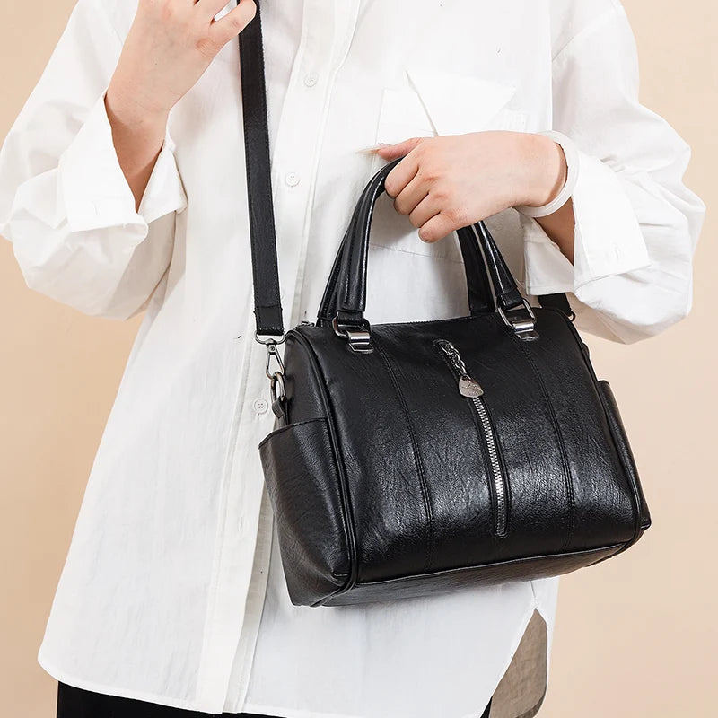 YaLePuck Women's Vintage Tote Bag — Large Capacity PU Leather Handbag