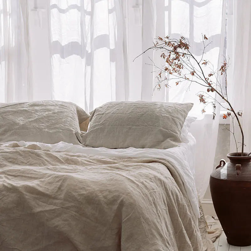 Pure Linen Bed Sheet Set — Breathable 4-Piece Flax Bedding Collection