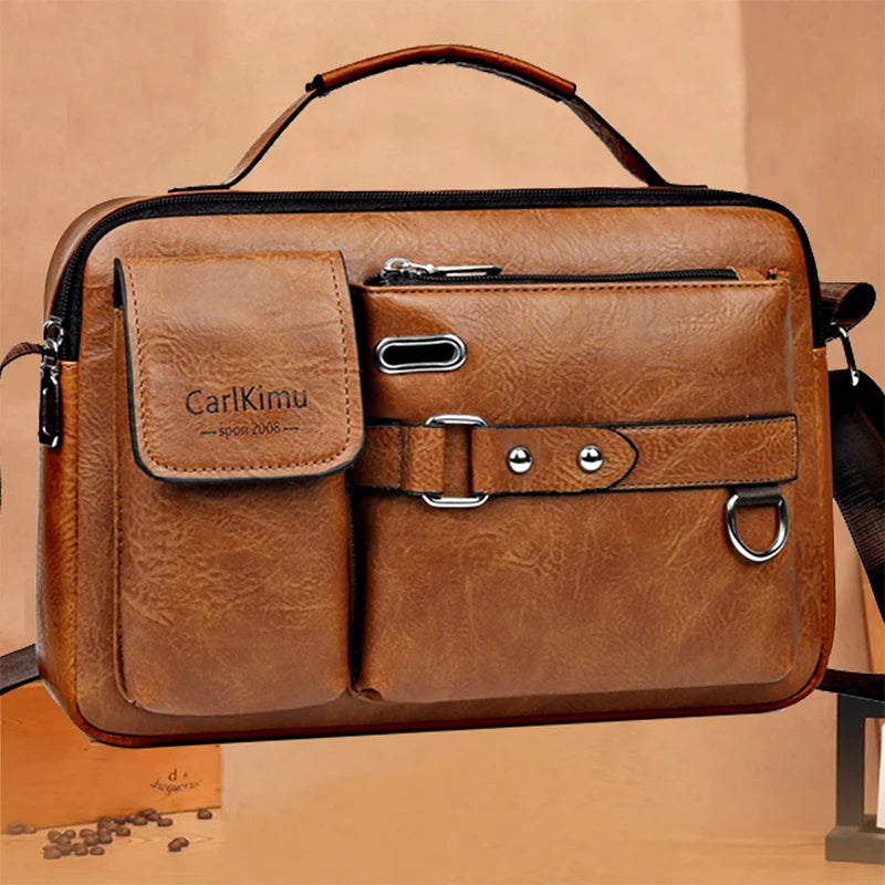 Men's Retro Messenger Bag — Waterproof Laptop Briefcase for Work & Travel
