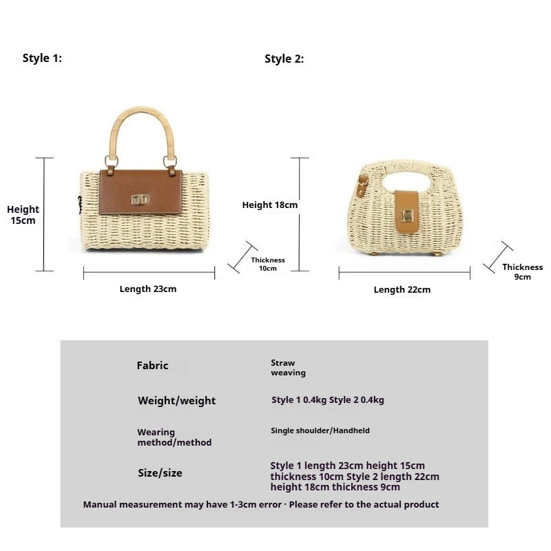 miflame Woven Straw Shoulder Bag — Boho Crossbody for Summer Vacations