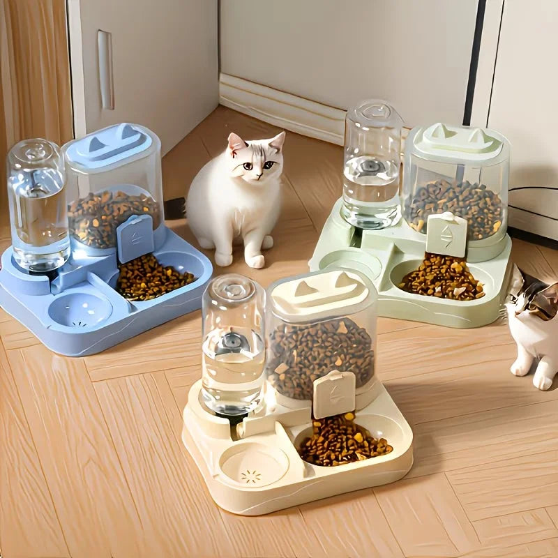 2-in-1 Pet Feeder and Water Dispenser — Dry and Wet Food Separation
