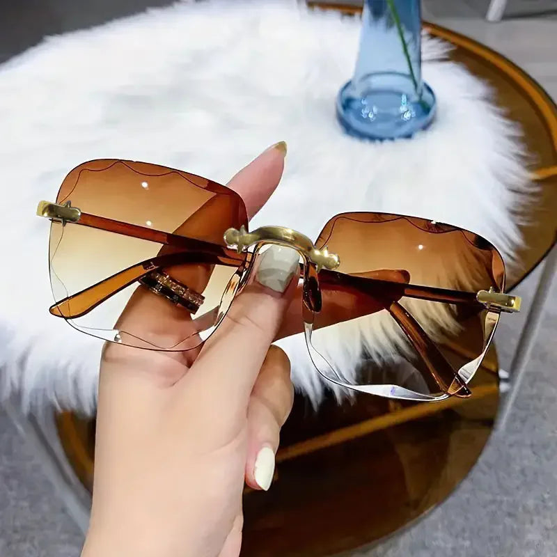 ZXWLYXGX Square Rimless Sunglasses — Luxury Fashion Eyewear Set
