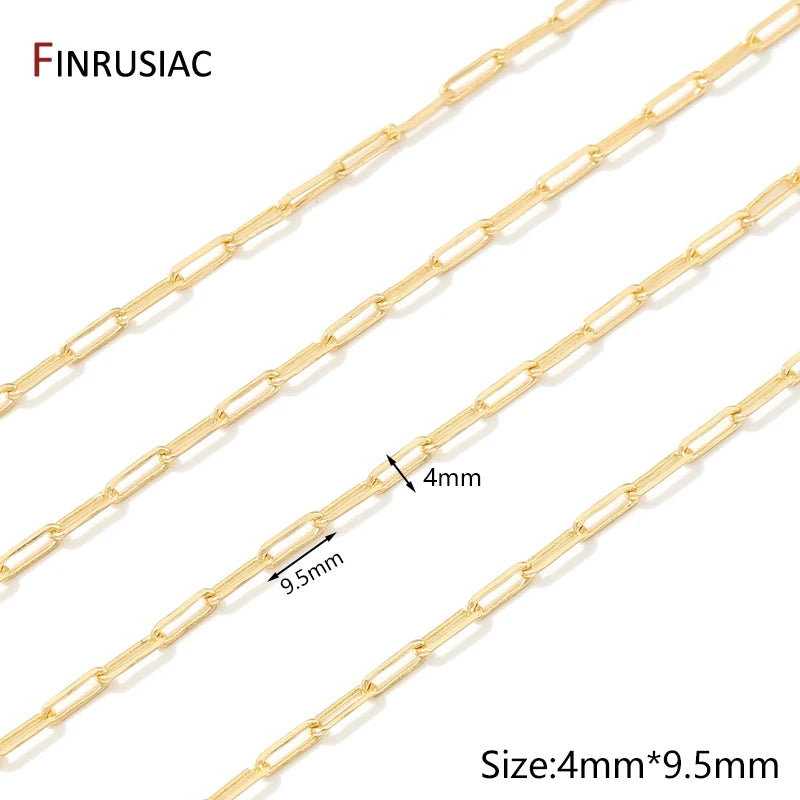 FINRUSIAC 14K Gold Plated Brass Cable Chain — DIY Jewelry Making Supplies