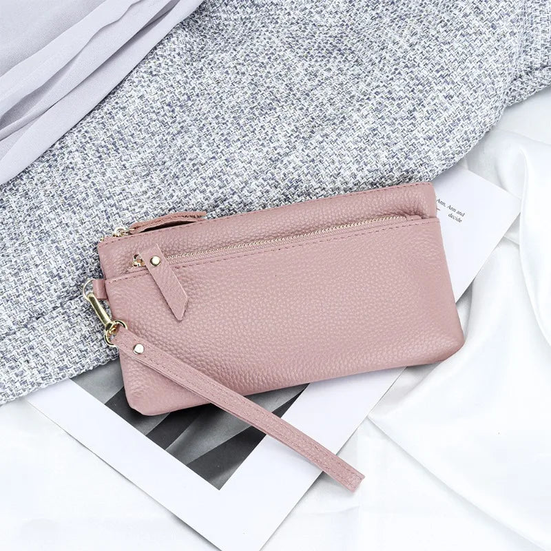 dawndesslo Women's Leather Wristlet Clutch — Multi-Pocket Smartphone Wallet