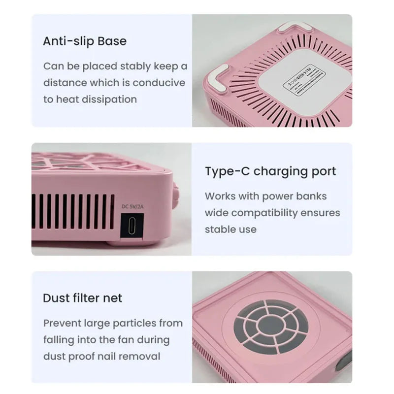 DH Beauty Nail Dust Collector — Rechargeable Professional Vacuum Machine