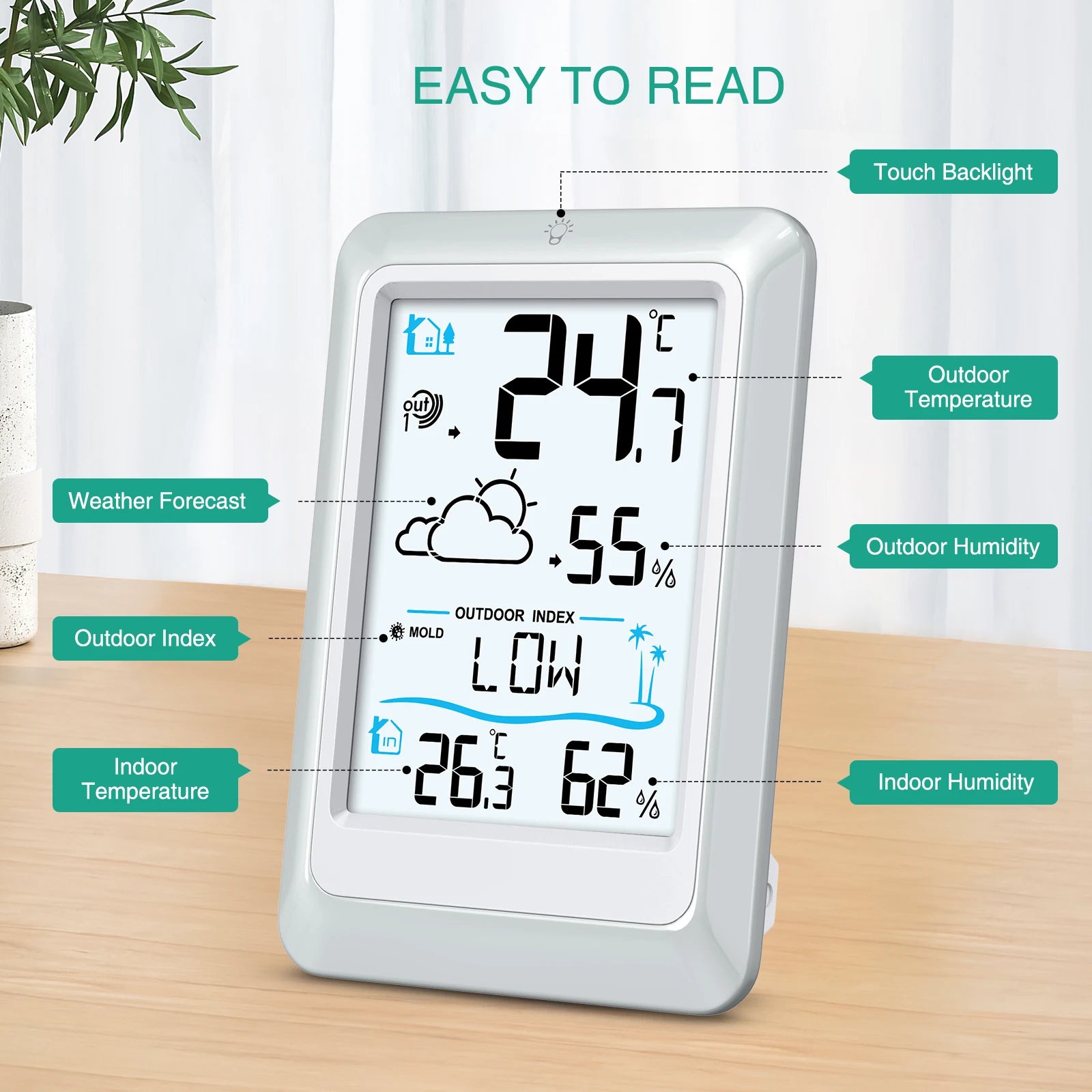 ORIA Wireless Weather Station — Indoor Outdoor Temperature & Humidity Monitor