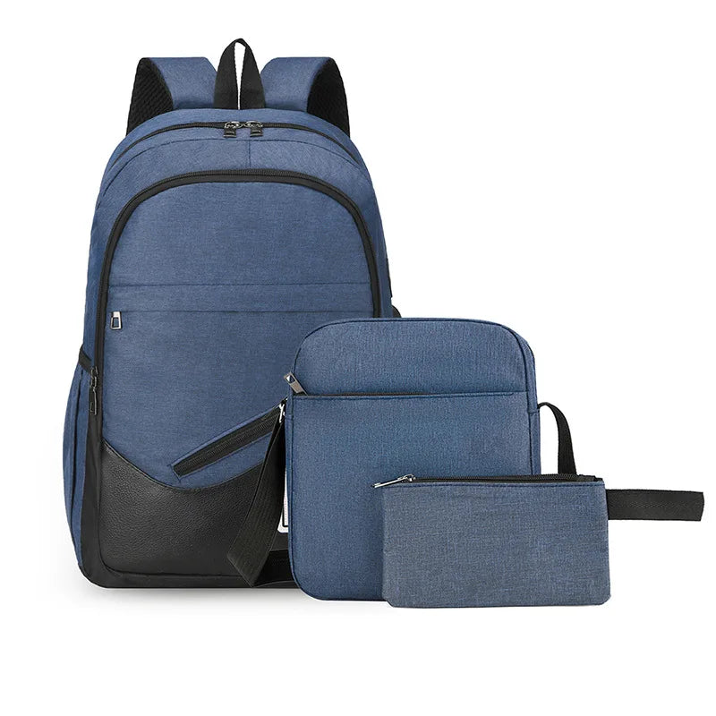 3-Piece Kids Backpack Set — Sporty School & Travel Bags with USB Port