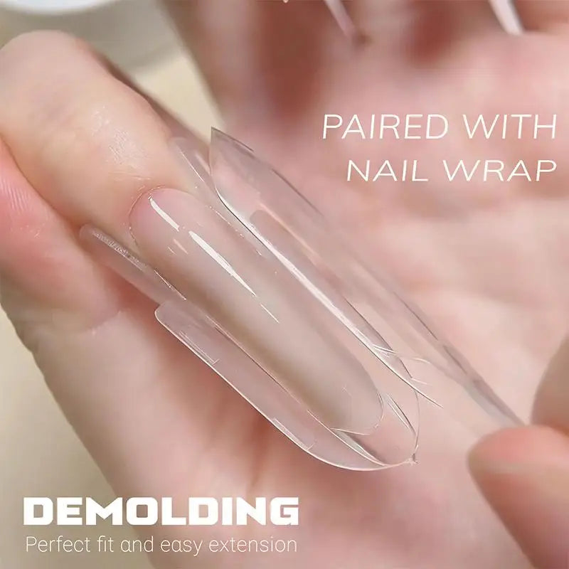 Shmacax Dual Nail Forms — Transparent Rocket Shape Extension Molds, 60 Pieces