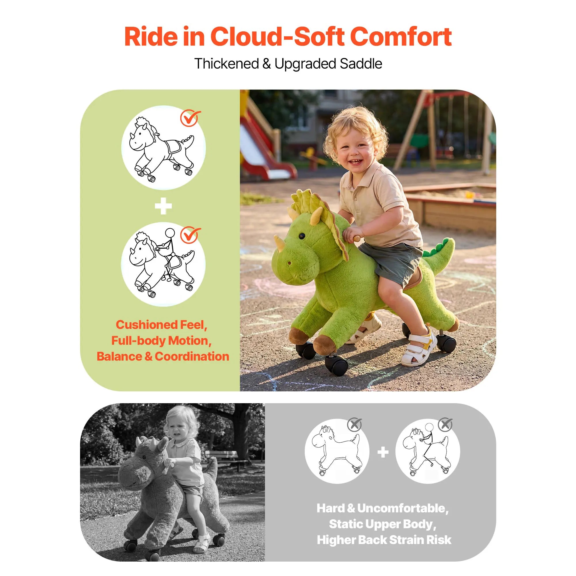 SucceBuy Dinosaur Ride-On Toy — Interactive Sound & Smooth Steering