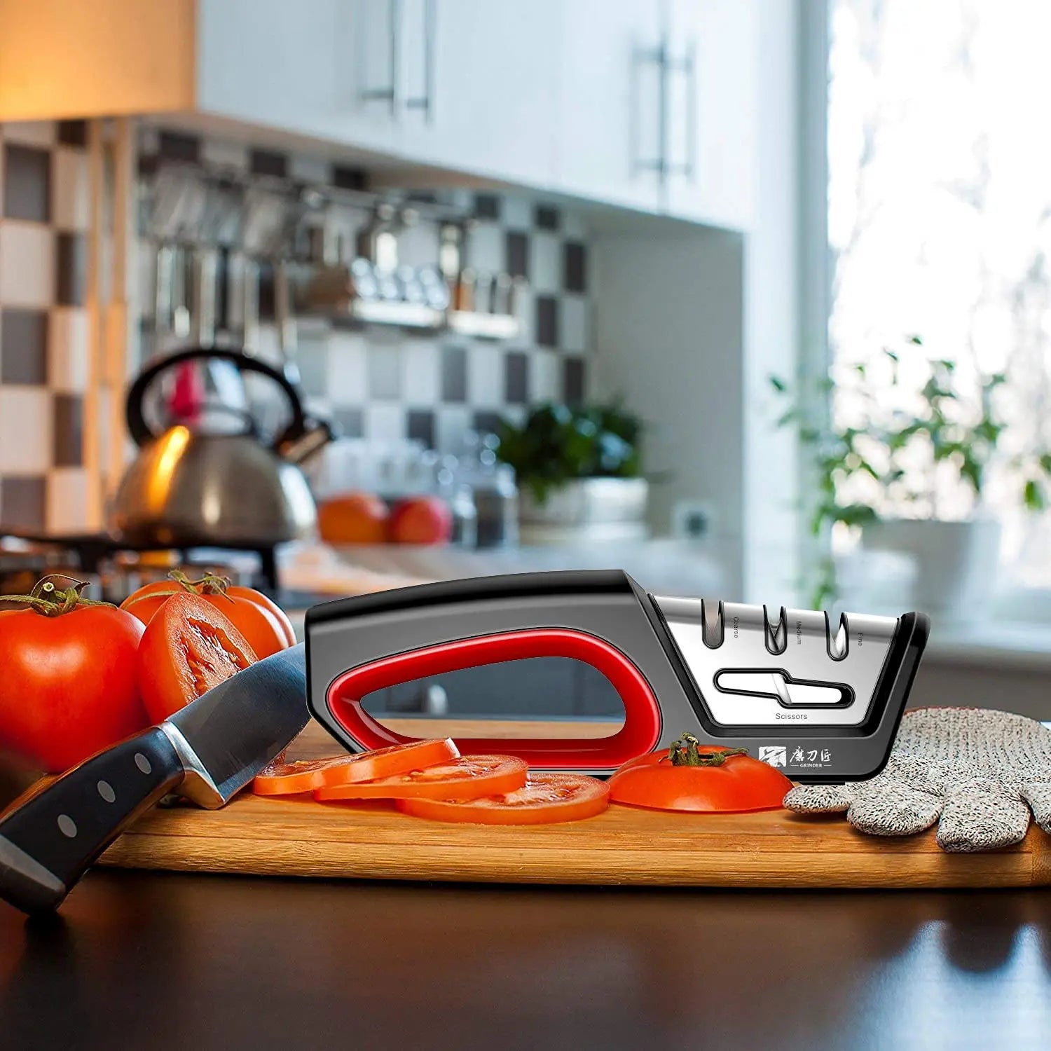 GRINDER 4-in-1 Kitchen Knife Sharpener — Tungsten & Diamond Blade Restorer