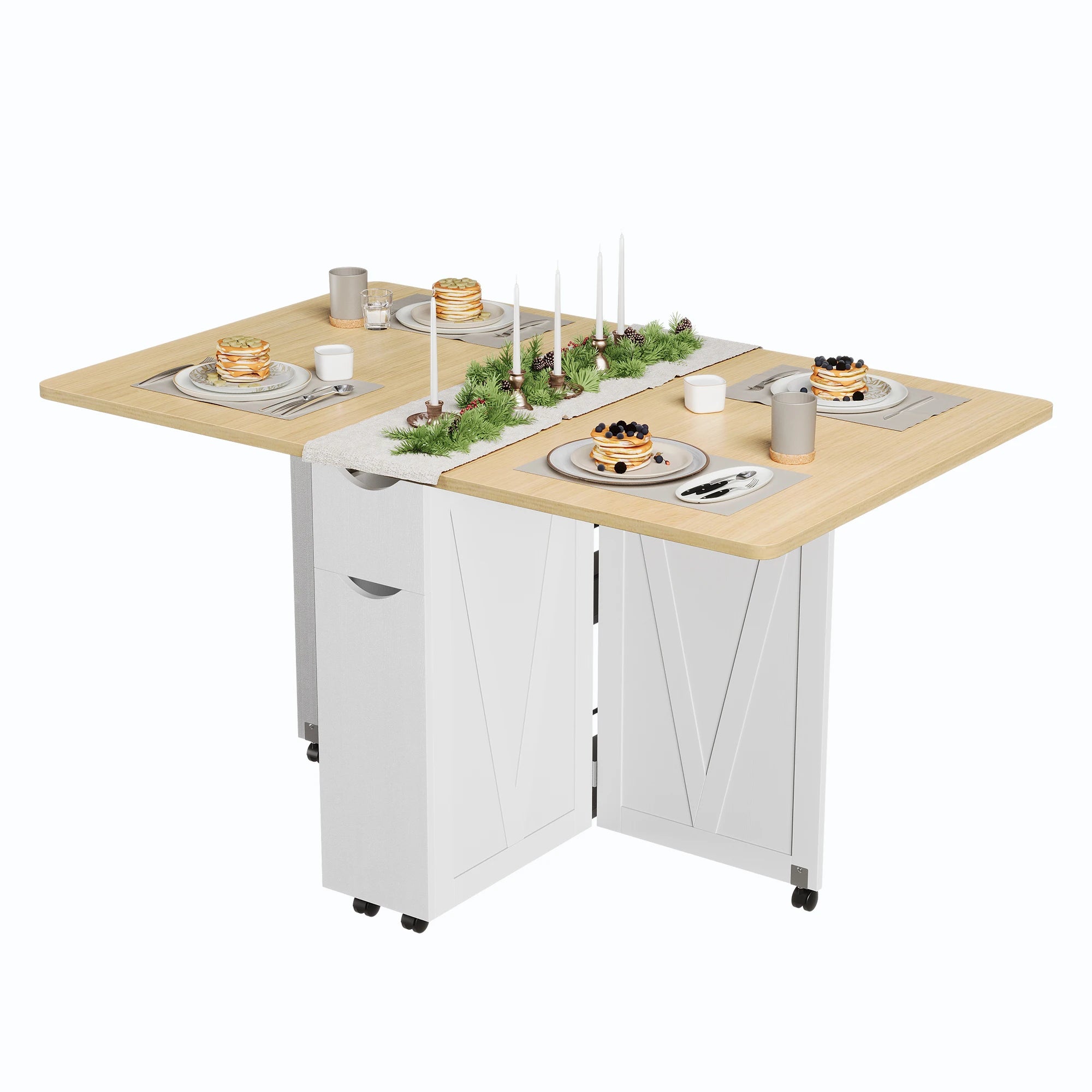 OUTWIND Folding Dining Table — Space-Saving Drop Leaf Design with Storage