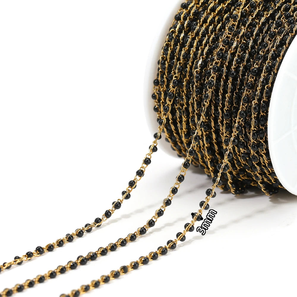 Semitree Enamel Twisted Bead Chain — 1 Meter Stainless Steel Jewelry Wire