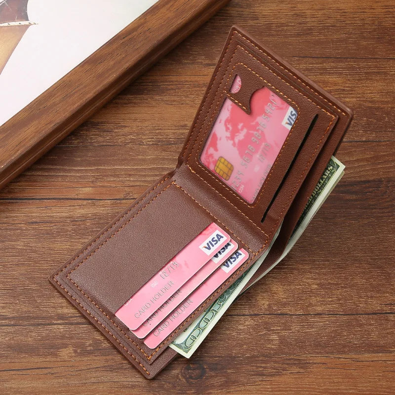 Men's Slim Bifold Wallet — Compact Leather Money Clip & Card Holder