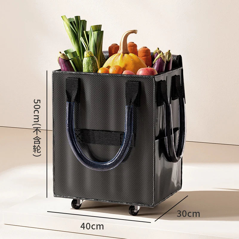 Rolling Grocery Shopping Bag — Foldable Reusable Tote with Wheels