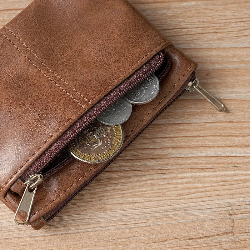 eTya Leather Coin Purse — Compact Zipper Wallet for Men and Women