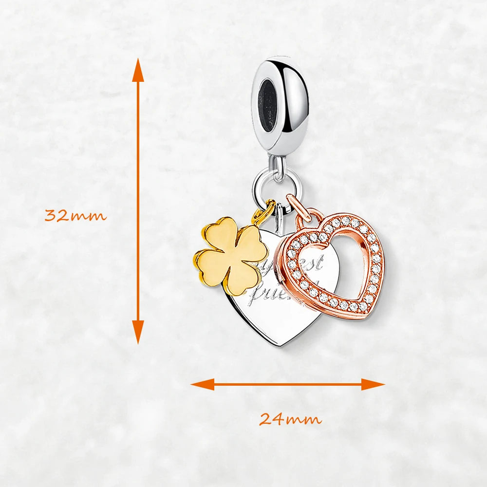 Thaddaeus Cloverleaf Heart Charm — Vintage 925 Sterling Silver Pendant