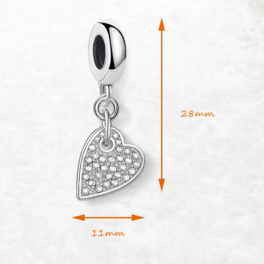 Thaddaeus Heart Zircon Pave Charm — Romantic 925 Sterling Silver Pendant