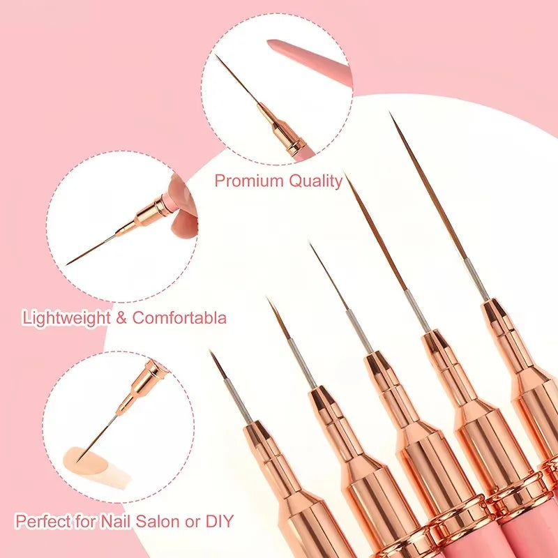 5-Piece Nail Art Liner Brush Set — Professional Detail Painting Kit