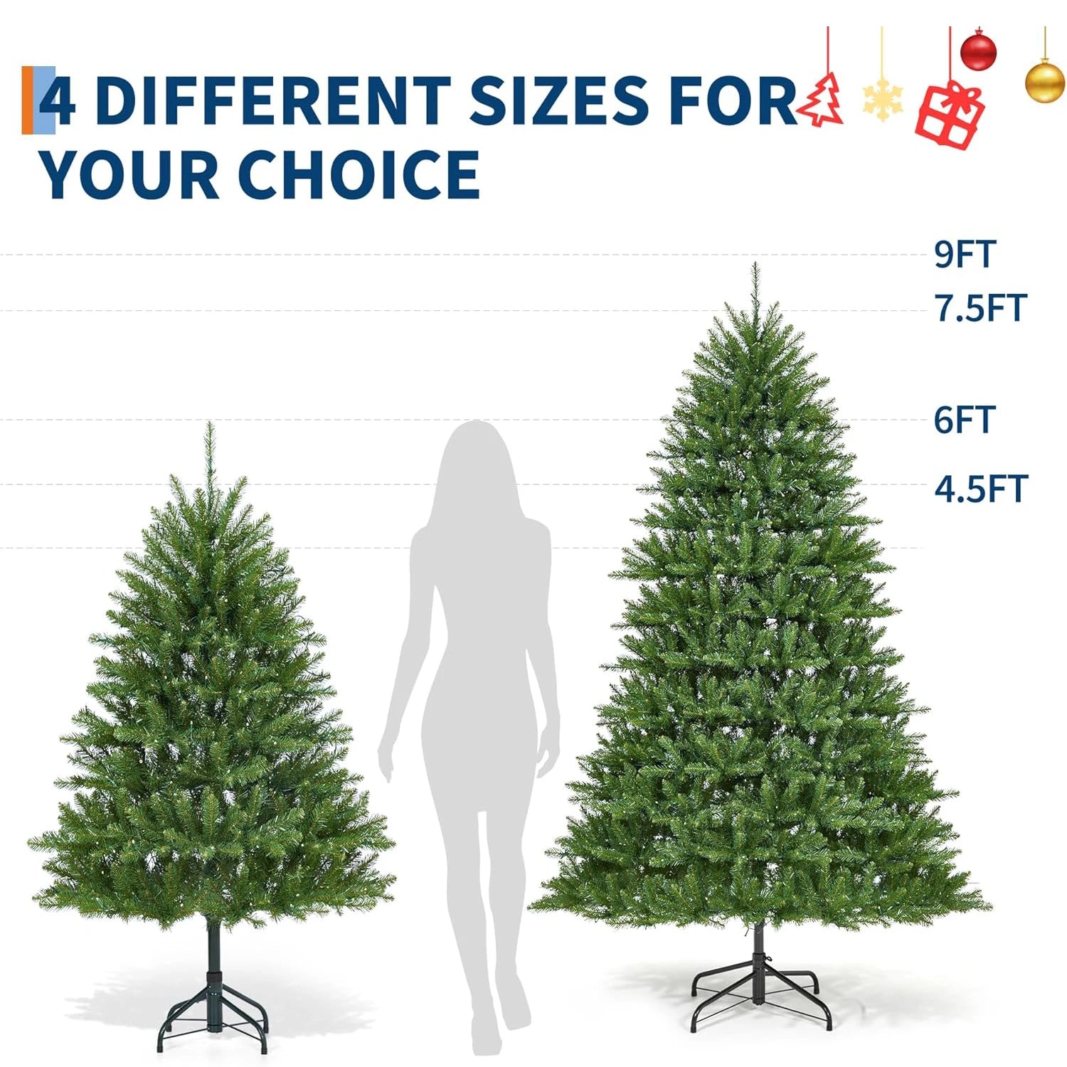 HiMISS Pre-Lit Artificial Christmas Tree — Festive LED Lighting & Foldable Stand