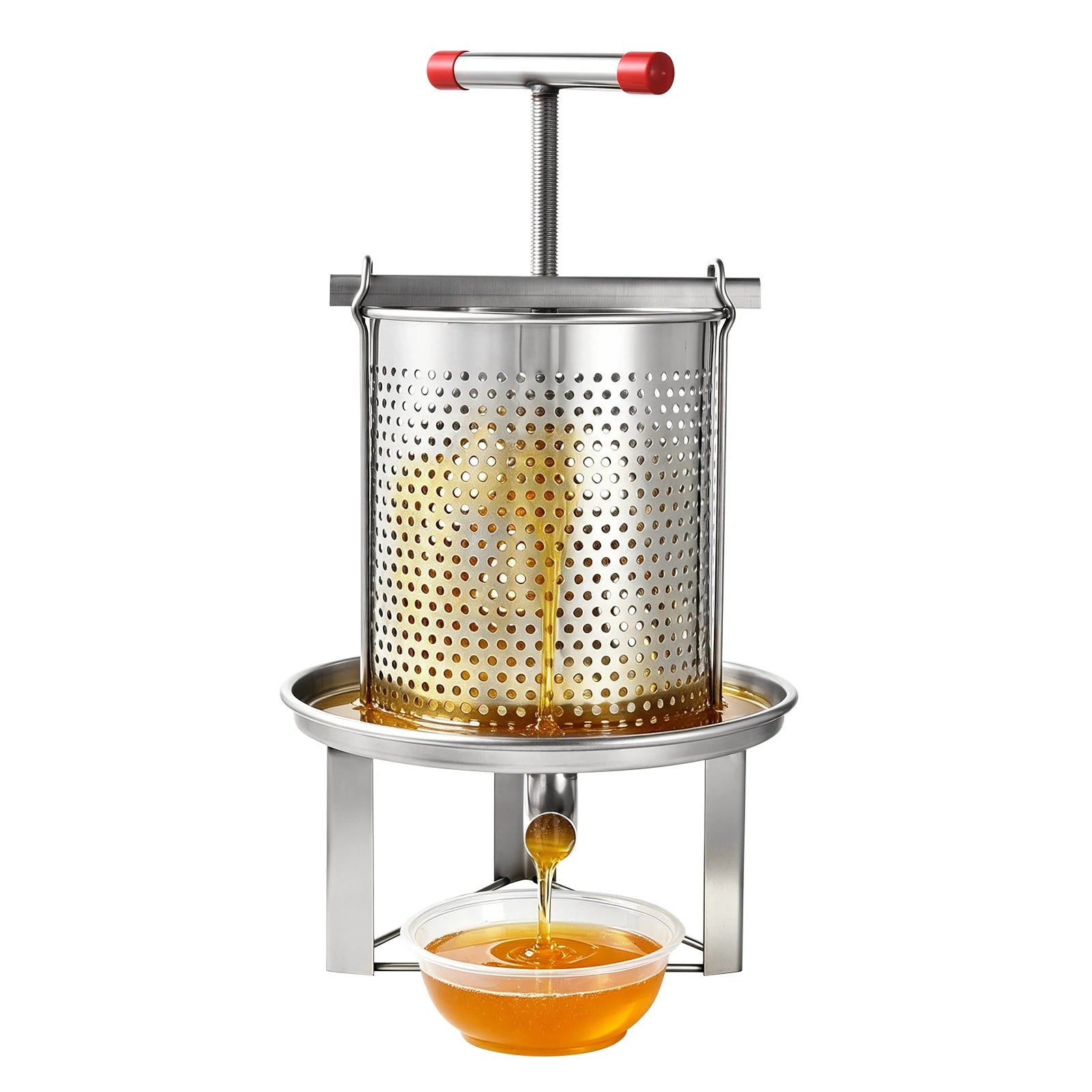 Manual Honey Extractor — Stainless Steel Beeswax Separator & Juice Press