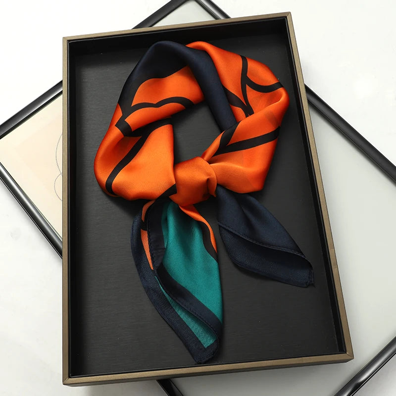 SENAIFEI Printed Silk Scarf — Luxury Square Shawl & Decorative Headband