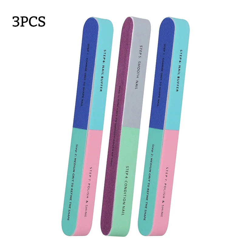 Professional 7-Way Nail Buffer Block — Multi-Sided Manicure Sanding Tool